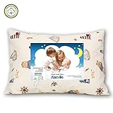 Toddler Pillow with Pillowcase Alasville Hypoallergenic Flat Organic Cotton Shell Washable Baby Pillow 13x18 Soft Yet Supportive Toddler Pillows Nursery Pillows Kid Pillow