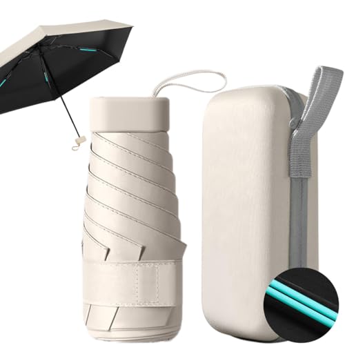 MXHIGO Paraguas de Bolsillo Reforzado para Lluvia y Sol, Mini Sombrilla con Protección UV, Ultra Ligero y Portátil, Más Robusto, con 12 Varillas Reflectantes, Mini Paraguas Plegable con Estuche