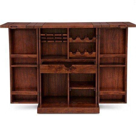 Ringabell Diamond Solid Wood Small Bar Cabinet (Teak Finish)