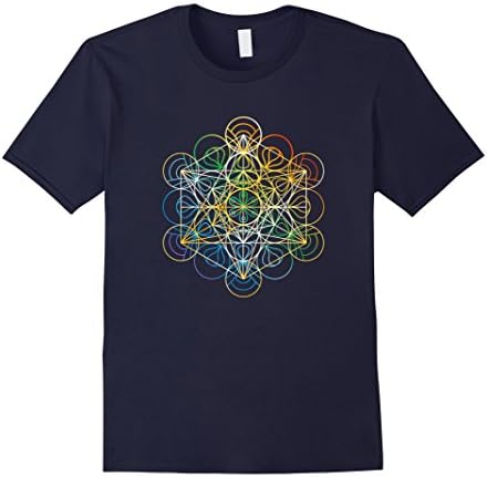 Mens Sacred Geometry Shirt Chakra Colors Large Navy