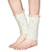 TQS™ Set of 3 Knit Boot Topper Cuff Leg Warmer Bootsock Lace Crochet Detail,Red/Khaki/White,Medium