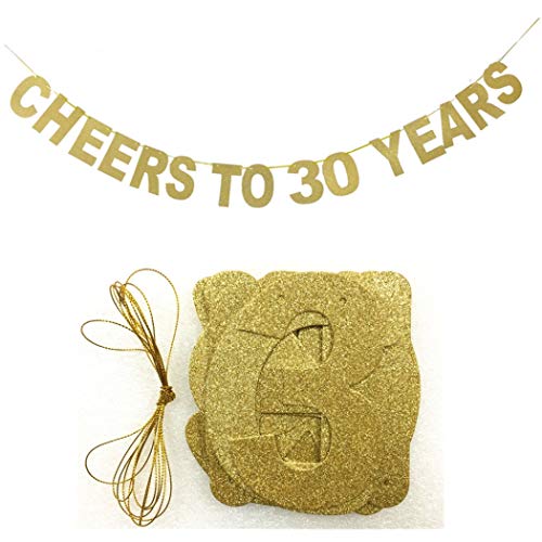 Gold 30th Birthday Party Decorations KIT - Cheers to 30 Years Banner, Sparkling Celebration 30th Hanging Swirls, 30 Years Old Party Supplies 30th Decorations