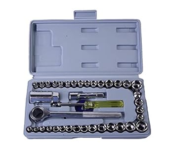 Alwick 40 in 1 Pcs Wrench Tool Kit & Screwdriver and Socket Set Automobile Motorcycle Tool Box Set Socket Wrench Sleeve Suit Hardware Auto Car Repair Tools Socket Wrenches