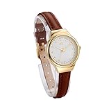 GEORGE SMITH Lady’s 28 mm Unique Waterproof Wrist Watch with Slim Genuine Leather Band Refined Sober Hands Best Mother's Day Gifts