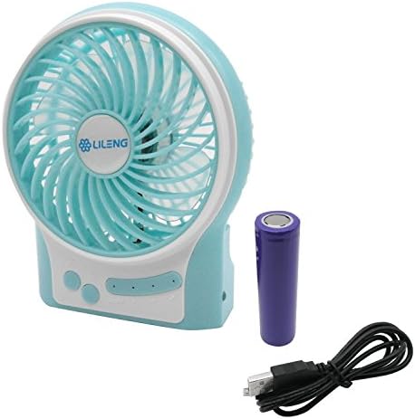 SKIT - 831 (BLUE) Mini Portable Wireless Super Strong Wind USB handheld Desk Personal cooler Fan with LED Including 18650 Rechargeable Battery - 3 Mode Adjustable Wind Speed