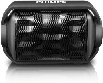 Philips BT2200B/27 Shoqbox Mini Rugged Compact Wireless Water resistant Portable Bluetooth Speaker with Mic - Black (Certified refurbished)