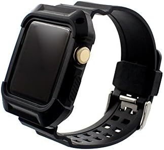 TRAUST Compatible Replacement for Watch 2 Pro Apple Case 42mm All-Around Built Rugged Protector with Bands, TPU and Multi Rubber Cover Compatible with 42 Mm Series 2 for Men Women in Black, Sport
