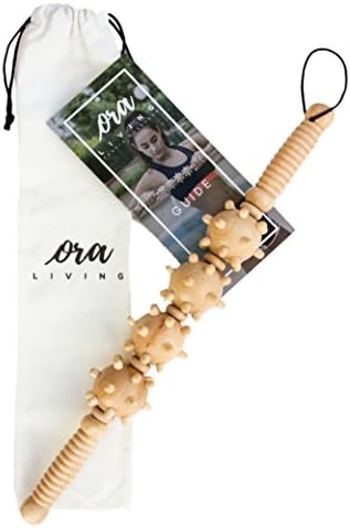 ORA LIVING Fascia Massager + Cellulite Remover: Wooden 4-Ball All Over Body Muscle Roller Stick & Back Massager | Trigger Point Therapy myofascial Release Tool | Free User Guide + Carry Bag