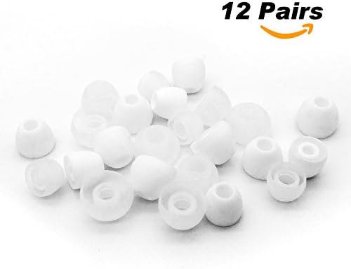 SCOLIB 12 Pairs Silicone Replacement Ear Buds Tips for Audio-Technica Skullcandy Monster Sony Ultimate Ears Sharp Sennheiser Plantronics TDK Phillips Panasonic JVC-S/M/L2 (White)