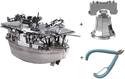 MU 3D Puzzle Metal Mini Aircraft Carriers Akagi Building Model Hand DIY Kits with a gift of the bell of Independence Hall Model Laser Cut Jigsaw Toys for adult Brainstorming