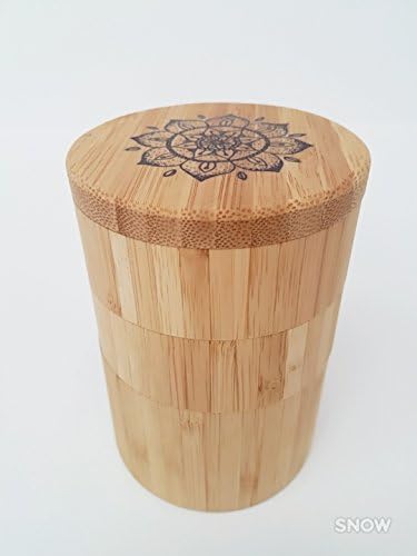 Bamboo Salt Box, Salt Jar, Kitchen Seasoning Container With Magnetic Swivel Lid For Secure Storage (3-Tier Container, CHAKRA1)