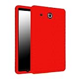 Fintie Silicone Case for Samsung Galaxy Tab E 9.6 - [Honey Comb Series] Light Weight [Anti Slip] Shock Proof Cover [Kids Friendly] for Tab E Wi-Fi/Tab E Nook/Tab E Verizon 9.6-Inch Tablet, Red