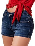LE3NO Womens Stretchy High Waisted Denim Shorts with Pockets