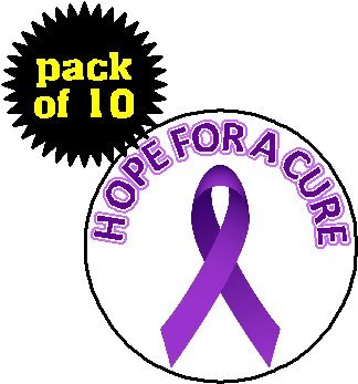 (Quantity 10) Hope for a Cure - Pancreatic Cancer Awareness Purple Ribbon 1.25