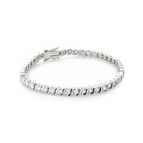 Bling Jewelry 925 Sterling Silver CZ Wave Tennis Bracelet and Earrings
