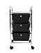 Finnhomy 3 Drawer Rolling Cart Organizer,Storage Cart with Drawers, Utility Cart for School, Office, Home, Beauty Salon Storage, Black