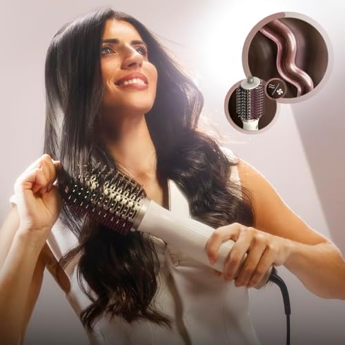 Spazzola per Capelli Air DryBold Elite con Piastra Riscaldante. 1200W, 3 Modalità: asciuga, modella e liscia, Tecnologia Ionica, Rivestimento in Ceramica, Funzione Aria Fredda, Punta Fredda