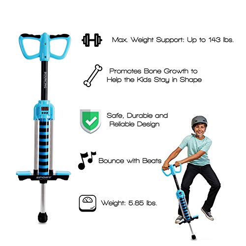 Super Safe Smart Counting Pogo Stick - First Beginner Bouncing Jumparoo with Music - Toy Jumping Sport for Little Children Boy & Girl Up to 150 Lbs