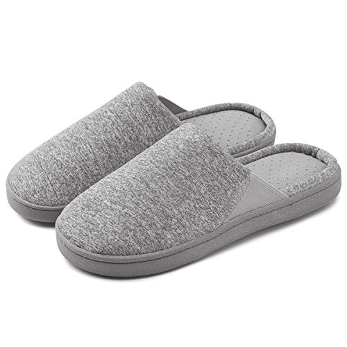 Neeseelily Women Memory Foam Comfort Anti-Slip House Slippers Slip On Breathable House Shoes Indoor Outdoor (8.5-9 B(M) US, Grey)