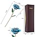 zjchao 24K Blue Rose for Her, Dipped Gold Rose Love Real Golden Plated Preserved Forever Flower with Rose Stand Present for Wife/Girlfriend/Friend (Blue)
