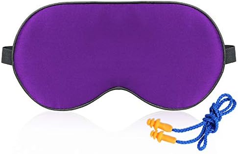 Sleep Mask, Arrela Silk Eye Mask with Earplugs, Adjustable Head Strap, Lightweight and Comfortable, Best Eyeshades for Travel, Shift Work, Naps, Night Blindfold Purple-1