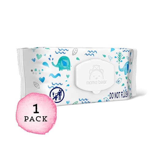 AMAZON BRAND – MAMA BEAR 99% WATER BABY WIPES, HYPOALLERGENIC,FORMULATED WITHOUT FRAGRANCE, 72 COUNT
