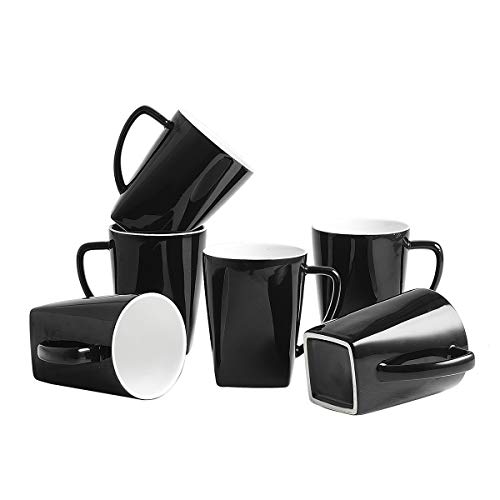Black Ceramic Cup set,Coffee Mug Set with handle for cocoa, milk, juice, tea and mulled drinks - 6 Packs, 11 - Thumbnail 4