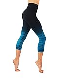CodeFit Yoga Power Flex Dry-Fit Pants Workout Printed Leggings Ombte Print (Large/X-Large, 6c908-blk/Tel)