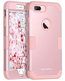 BENTOBEN Case for iPhone 8 Plus / 7 Plus 3 in 1 Heavy Duty Slim Shockproof Drop Protection Hybrid Hard PC Covers Soft Rubber Bumper Protective Case for iPhone 8 Plus / 7 Plus Rose Gold