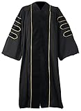 GraduationMall Unisex-adult's Deluxe Doctoral Graduation Gown-Black Trim Gold Piping