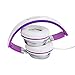 Intone Ms200 Stereo Low Bass Folding and Adjustable Headphone Earbuds - White / Purple