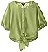 My Michelle Big Girls' Chiffon Tie-Front Button-Down Blouse