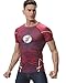 Red Plume Men's Compression Tight Fitness Shirt, Lightning Armor Sports T-Shirt (M, Red)