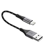 Zdatt Short iPhone Lightning Cable Apple MFi Certified 4 inch Durable Nylon Braided Lightning to USB Sync Charging Cord Cables with Aluminum Connector for iPhone 8/7/7 Plus/6s/6 Plus/5s/SE,iPad-Black