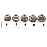 48P Pinion Gear Set 21T 22T 23T 24T 25T 3.175mm RC Motor, 5 Pcs 48 Pitch Gears RC Upgrade Part with Screwdriver