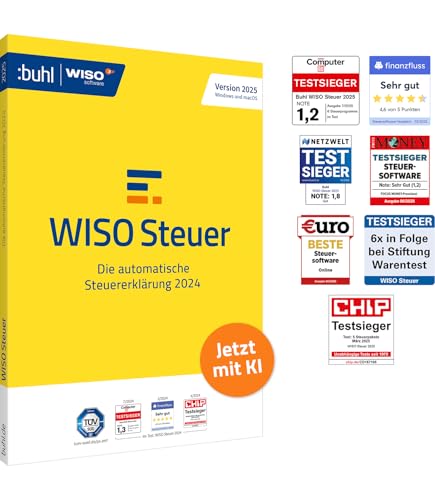 WISO Steuer 2025 (für Steuerjahr 2024) | Für Windows, Mac, Smartphones und Tablets | Standardverpackung thumbnail 1