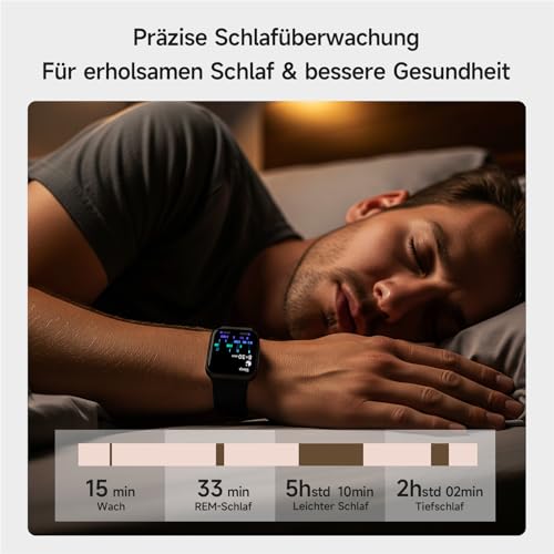 Women's Smartwatch, AMOLED 1.85 Inch Smart Watch for iPhone/Samsung/Android (Phone Function), Fitness Tracker with Integrated Alexa, 110 Sports Modes, IP68 Waterproof, Heart Rate Monitor, Sleep