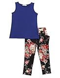 Arshiner Toddler Baby Kids Girls Summer 2PCS Sets Outfits Sleeveless Shirt/Tops + Floral Pants with Pockets