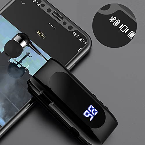 SUNSEATON Retractable Wired Business Bluetooth Headset, Wireless Headset with Microphone, Bluetooth V5.2, Handsfree, Compatible for Universal Smartphone (Black)