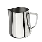 Domini Milk Frothing Pitcher Stainless Steel Metal 12 oz -For Milk Frothers, Espresso Cappuccino Coffee, Creamer,Steaming,chef,motta (Measurement inside)