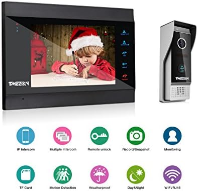 TMEZON Sistema de intercomunicación inalámbrico de 7 Pulgadas con Sistema de intercomunicación de videoportero Inteligente y WiFi IP con Sistema de Entrada de Timbre con 2x1200TVL Cámara: Amazon.es: Bricolaje y herramientas