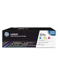 HP CF340A (304A), 3 cartuchos de tóner LaserJet originales en color cian, magenta y amarillo.