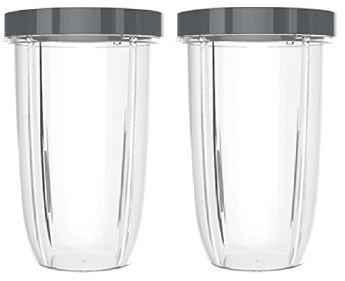 NUTRiBULLET 32-Ounce Cups with Screw-Off Lip Ring by NutriGear (Pack of 2) | NutriBullet Replacement Parts & Accessories | Fits NutriBullet 600w and Pro 900w Blender