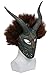 PONGONE Erik Killmonger Stevens Mask - Black Panther Helmet with Brown Wig Cosplay Prop Latex