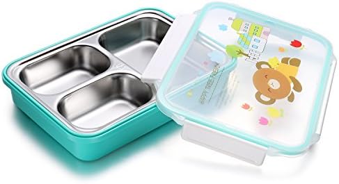IRmm Large Stainless Steel Bento Lunch Box for Students Adults,Leak-Proof Food Storage Container,Bento Boxes,Meal Prep,BPA free (mint green 3compartments)