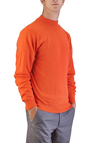 Alberto Cardinali Men's Mock Neck Sweater MC5 (Medium Orange)