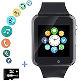 Smartwatch Smart Watch Phone with SD Card Camera Pedometer Text Call Notification SIM Card Slot Music Player Compatible for Android Samsung Huawei LG and IPhone (Partial Functions) for Men Women Kids