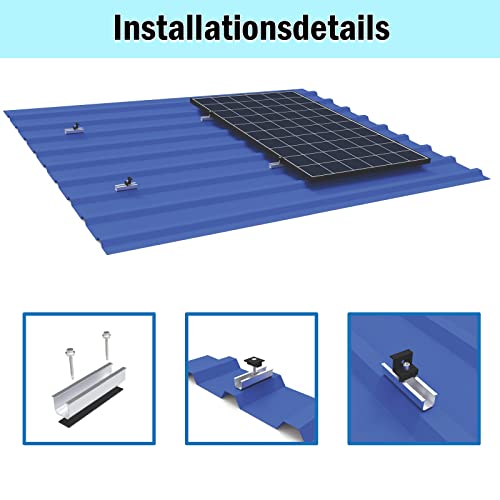 Solar Panel Bracket Flat Roof, Aluminium Photovoltaic Mounting Rail 12 cm, Adjustable Black Clamp for 30-35 mm Thick Modules, Solar Panel Mount Mounting Set, 2 Modules, Suitable for Flat Roof Trapezoidal Roof