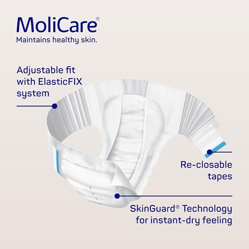 MoliCare Premium Elastic Adult Nappies – 10 Drops | High Absorbent Disposable Night-Time Diapers for Men & Women with Very Severe Incontinence | Size M | Pack of 14