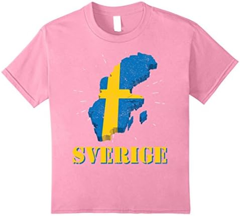 Kids Swedish Flag Shirt Sverige Great Souvenir Vintage Shirt 8 Pink